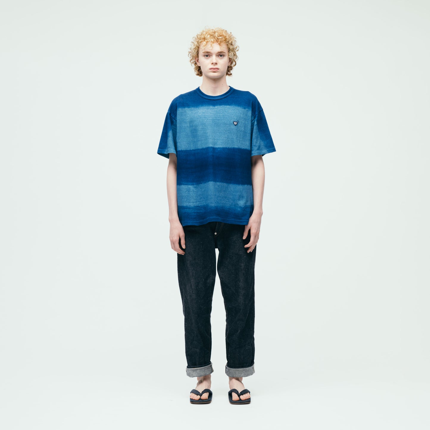 HUMAN MADE INDIGO DYED STRIPED T-SHIRT IN-1
