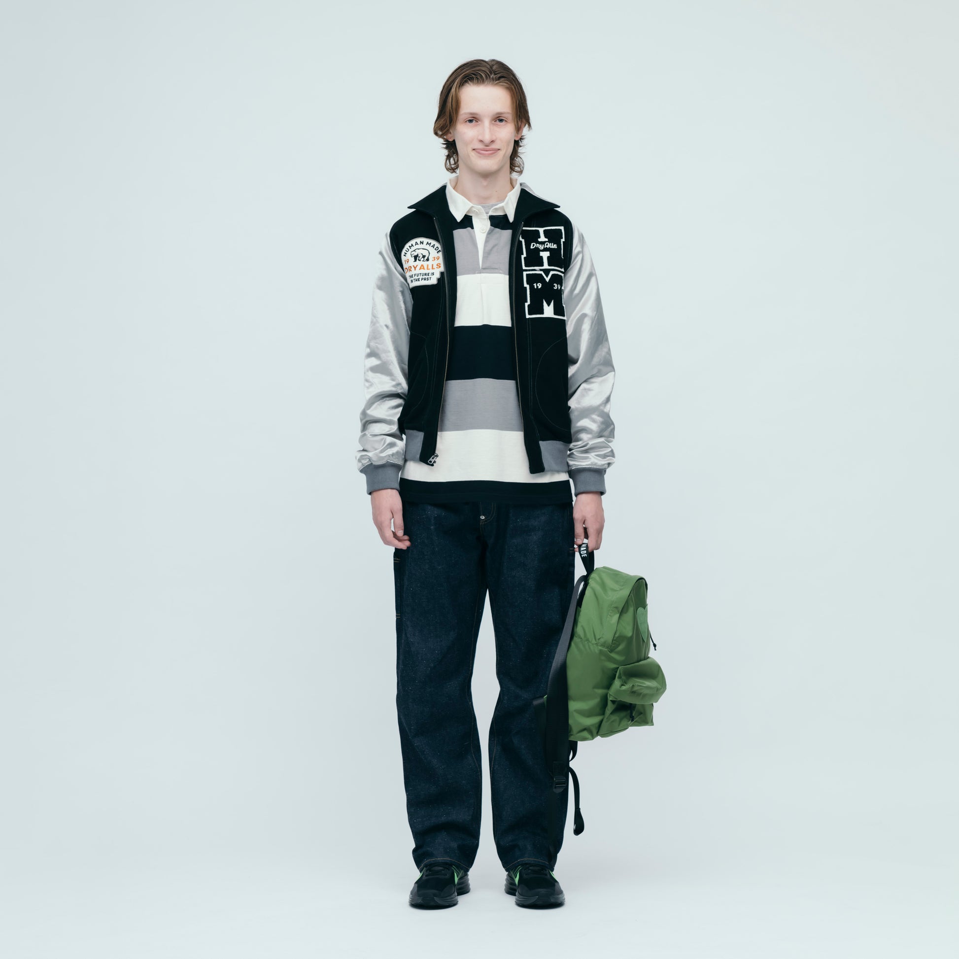 HUMAN MADE SATIN VARSITY JACKET BK-1