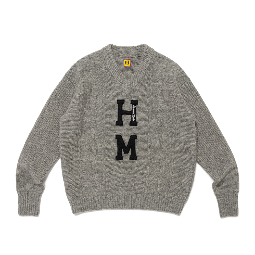 HUMAN MADE V-NECK KNIT SWEATER GY-A