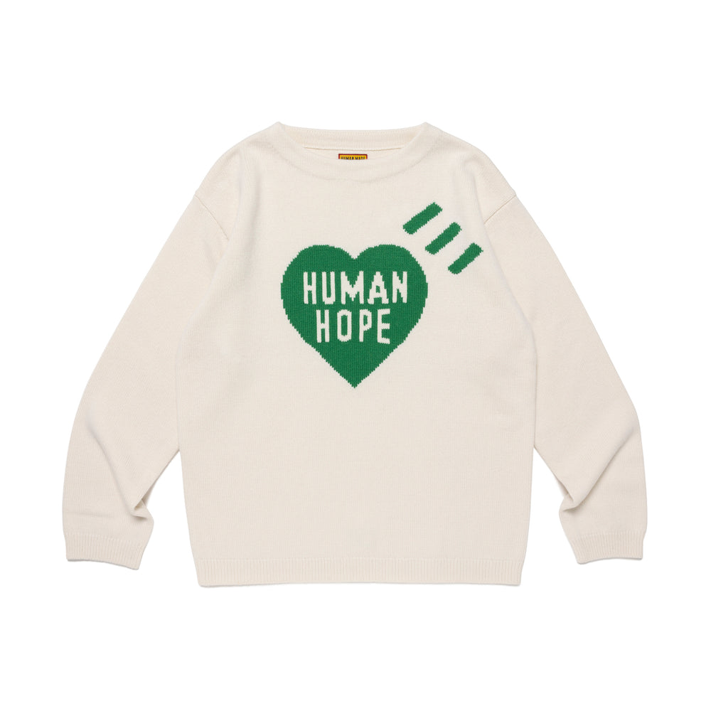 HUMAN MADE HUMAN HOPE HEART KNIT SWEATER WH-A