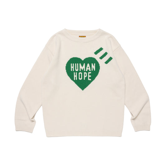 HUMAN MADE HUMAN HOPE HEART KNIT SWEATER WH-A