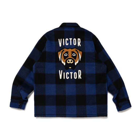 VICTOR VICTOR WOOL CHECK SHIRT BL-B