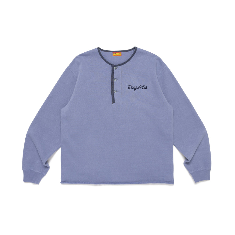 HUMAN MADE  HENLEY NECK SWEATSHIRT BL-A