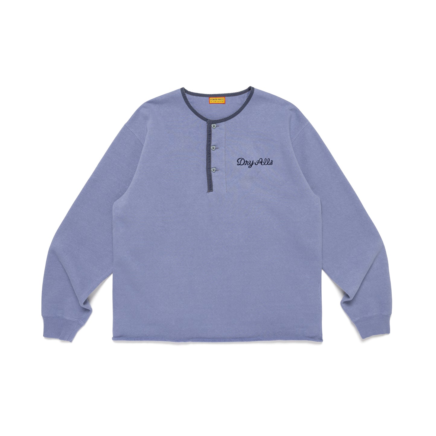 HUMAN MADE  HENLEY NECK SWEATSHIRT BL-A
