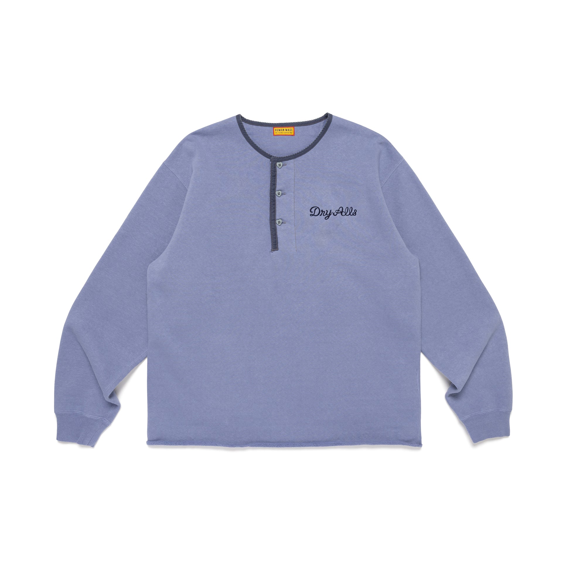 HUMAN MADE  HENLEY NECK SWEATSHIRT BL-A