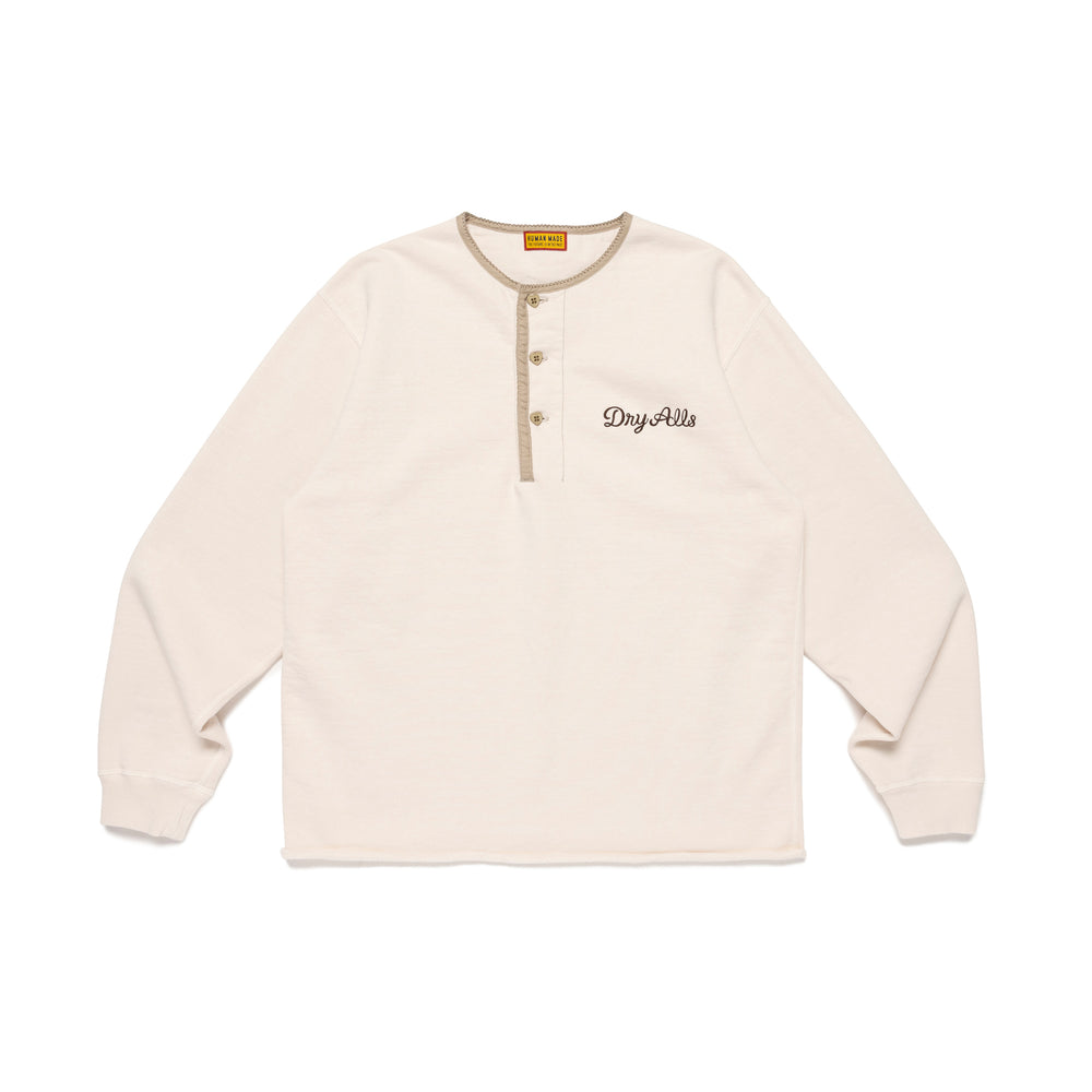 HUMAN MADE  HENLEY NECK SWEATSHIRT WH-A