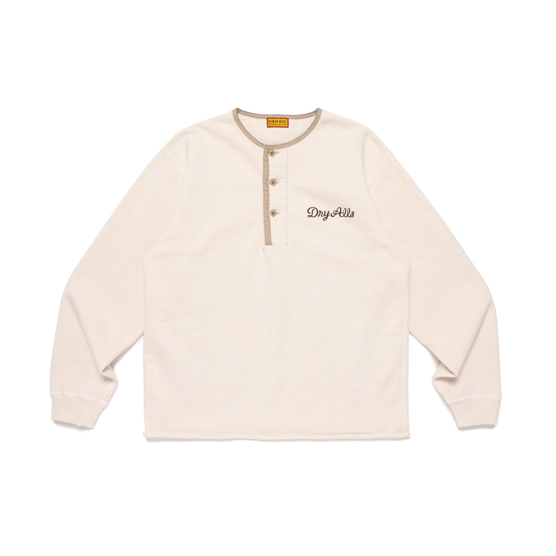 HUMAN MADE  HENLEY NECK SWEATSHIRT WH-A