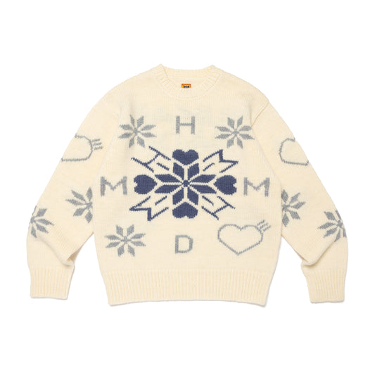 HUMAN MADE SNOWFLAKE KNIT SWEATER WH-A