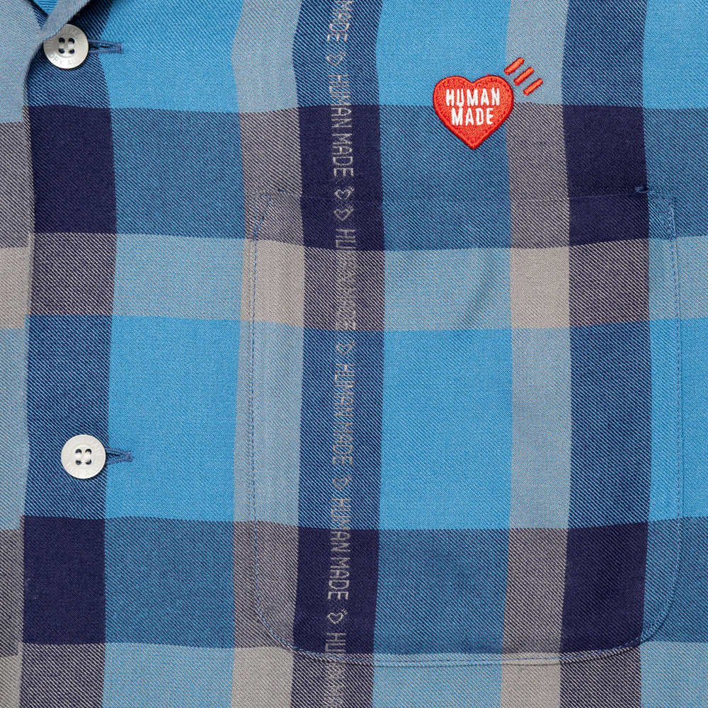 HUMAN MADE OPEN COLLAR CHECK SHIRT BL-D