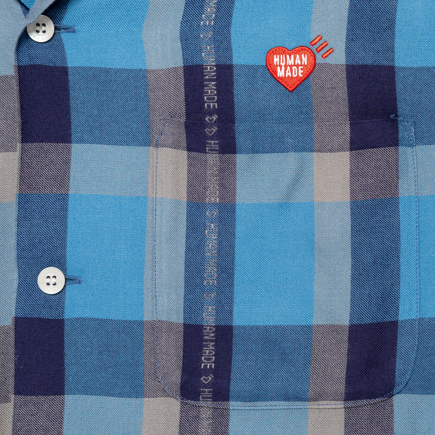 HUMAN MADE OPEN COLLAR CHECK SHIRT BL-D