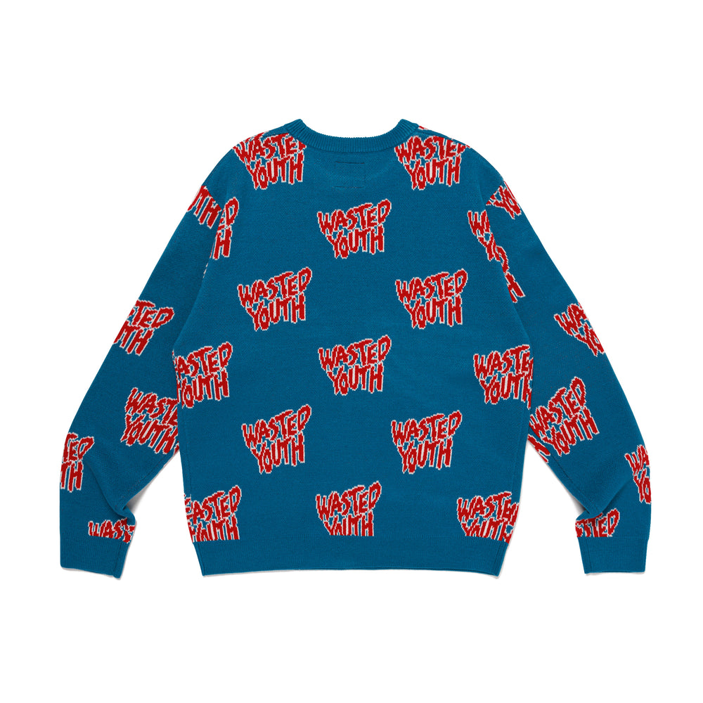 WASTED YOUTH KNIT SWEATER BL-B