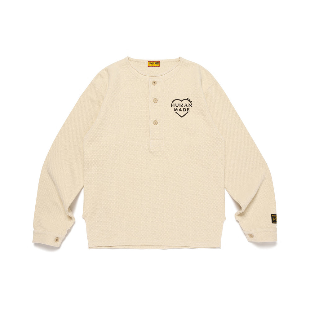HUMAN MADE  HENLEY NECK L/S T-SHIRT WH-A