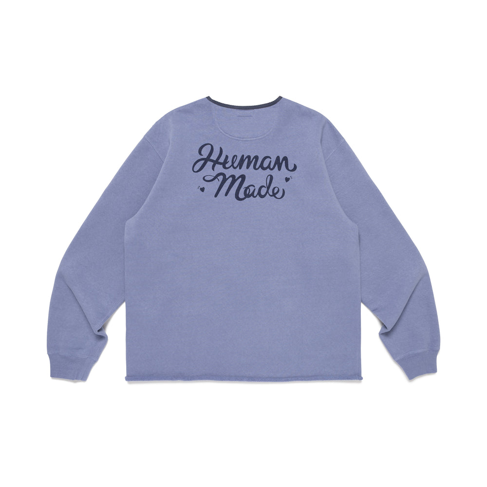 HUMAN MADE  HENLEY NECK SWEATSHIRT BL-B