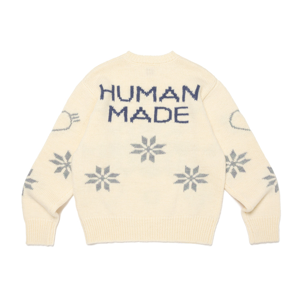 HUMAN MADE SNOWFLAKE KNIT SWEATER WH-B