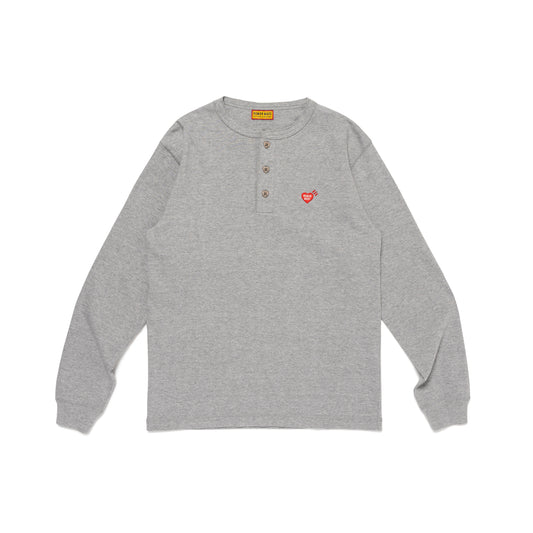 HUMAN MADE HENLEY NECK LS T-SHIRT GY-A