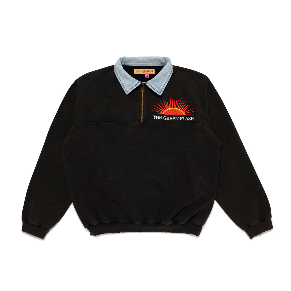 CPFM GREEN FLASH DENIM HALF ZIP FLEECE WH-B