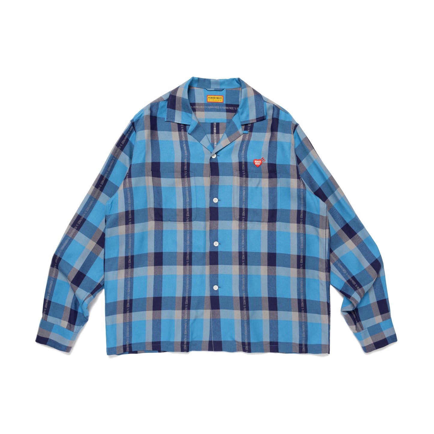 HUMAN MADE OPEN COLLAR CHECK SHIRT BL-A