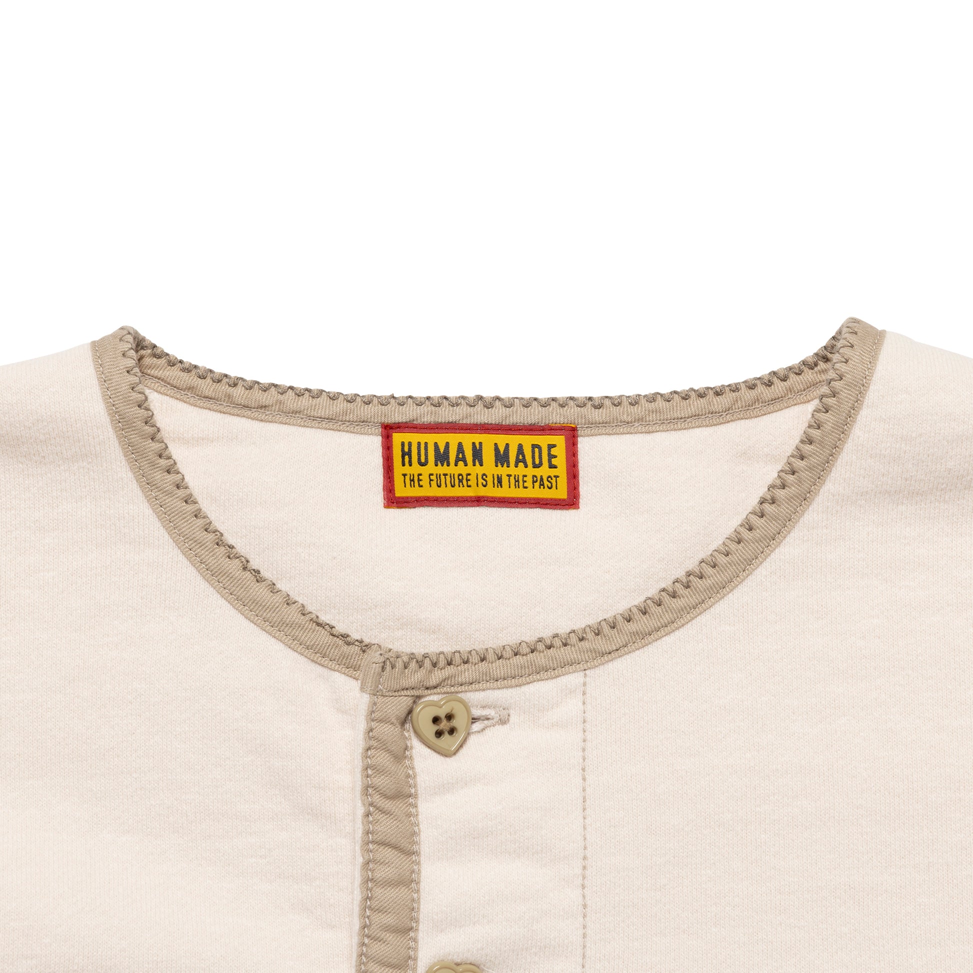 HUMAN MADE  HENLEY NECK SWEATSHIRT WH-C