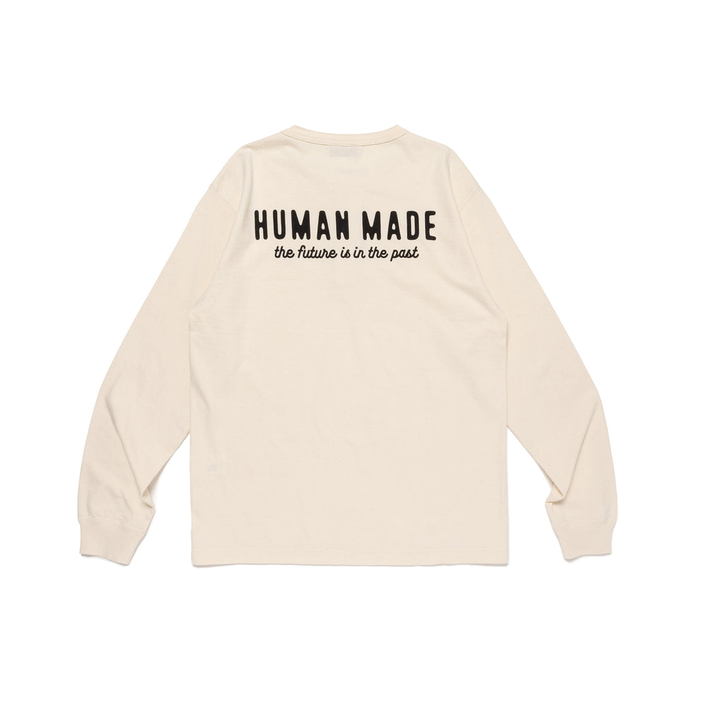 HUMAN MADE HENLEY NECK LS T-SHIRT WH-B
