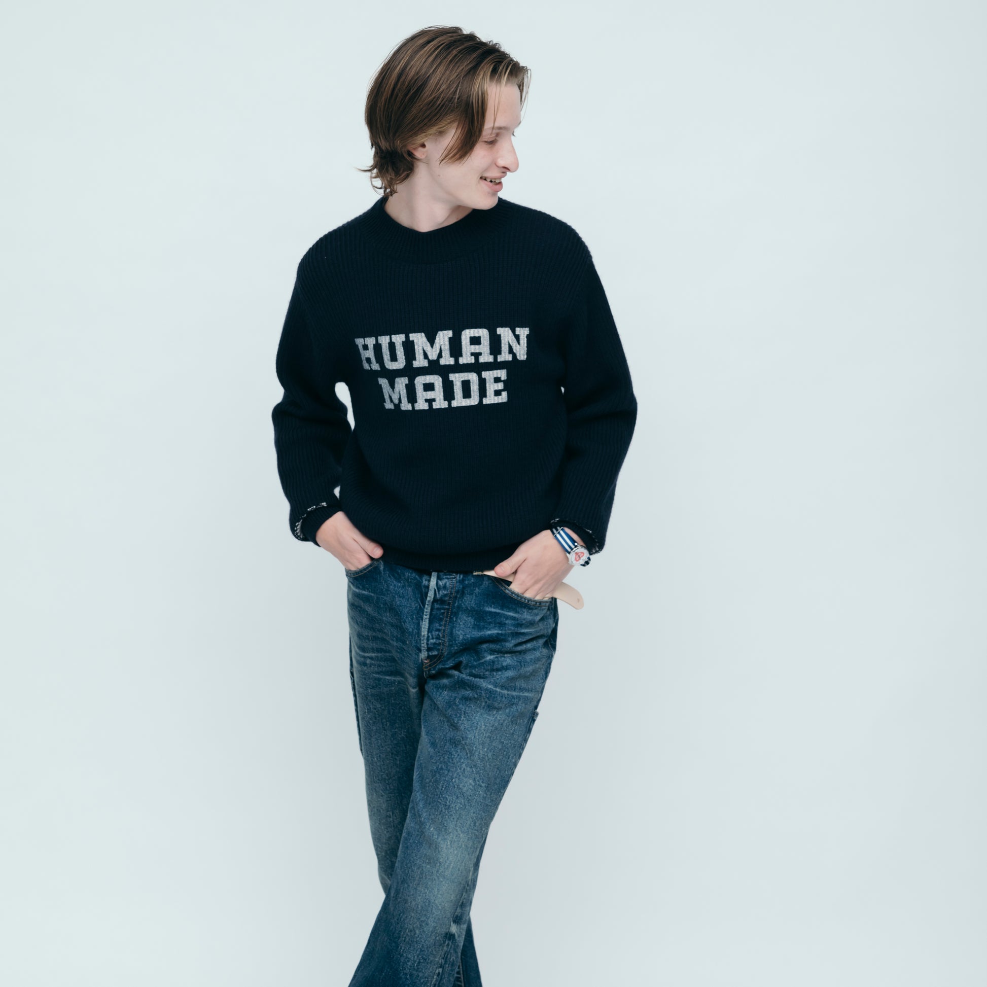 HUMAN MADE  MOC NECK KNIT SWEATER