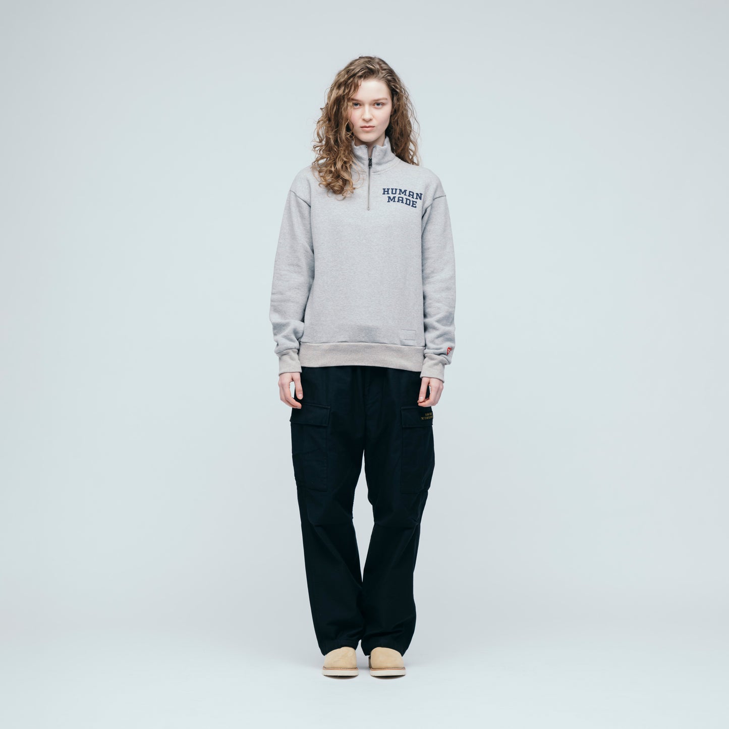 HUMAN MADE HALF-ZIP SWEATSHIRT GY-1