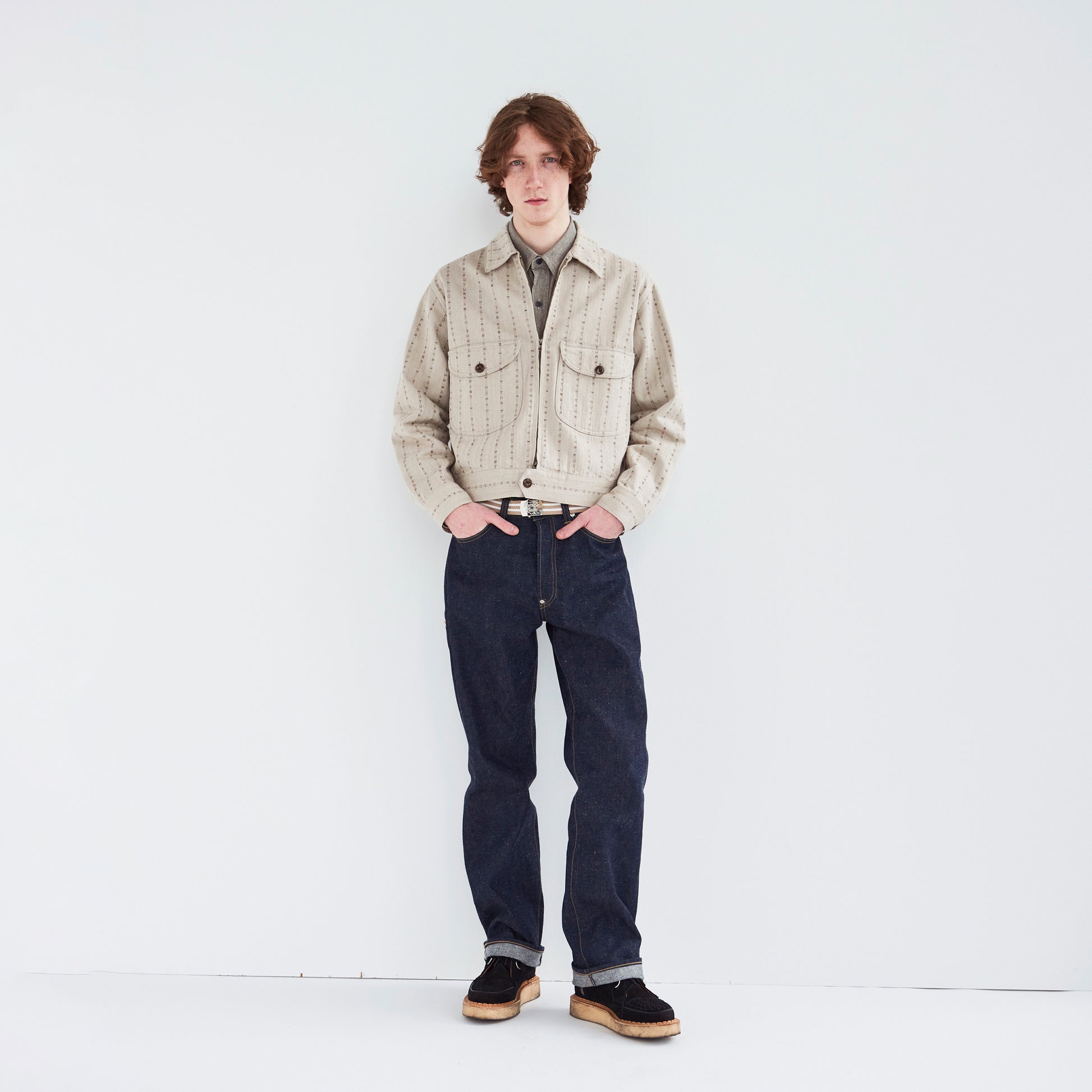 HUMAN MADE HERRINGBONE ZIP-UP WORK JACKET BE-1