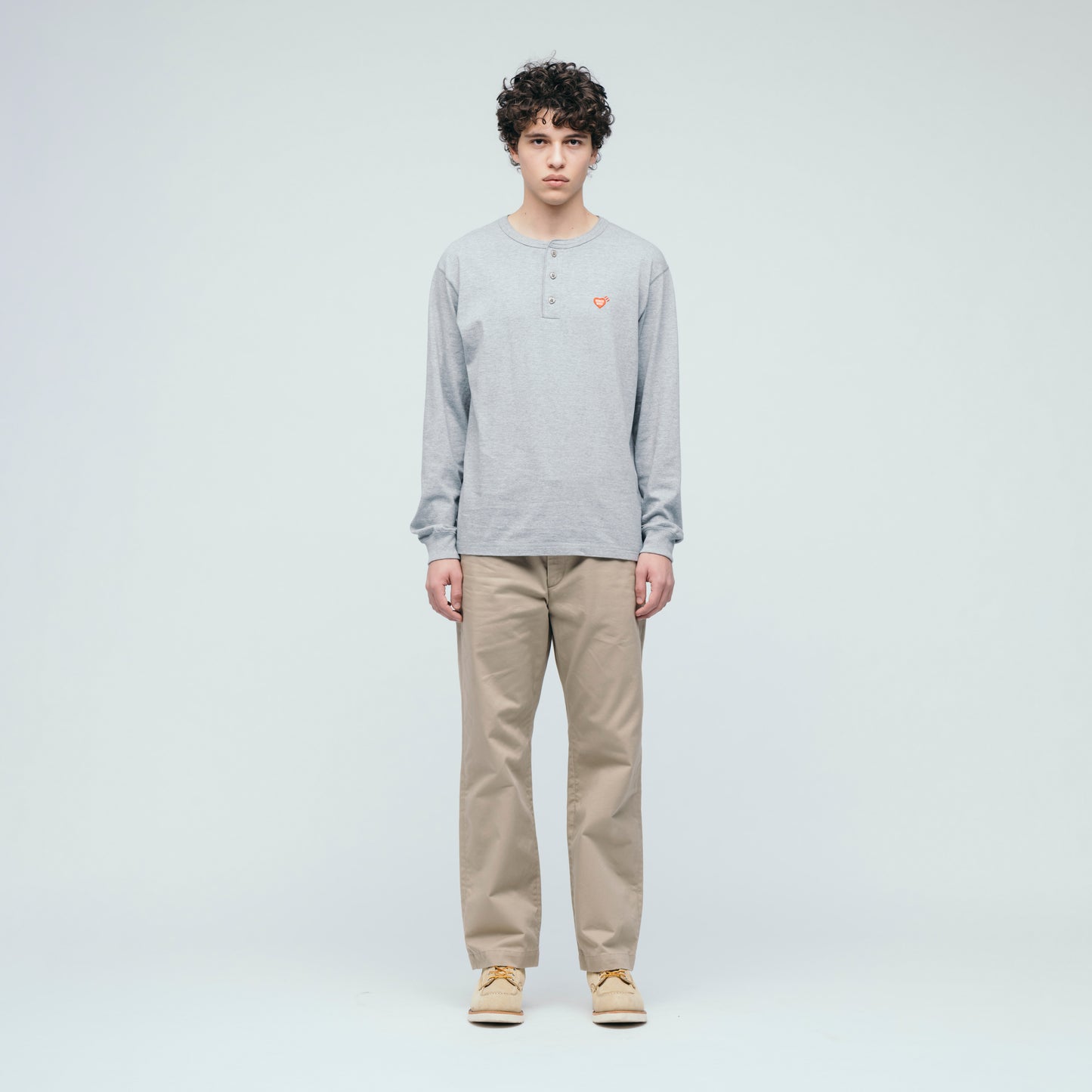 HUMAN MADE HENLEY NECK LS T-SHIRT GY-1
