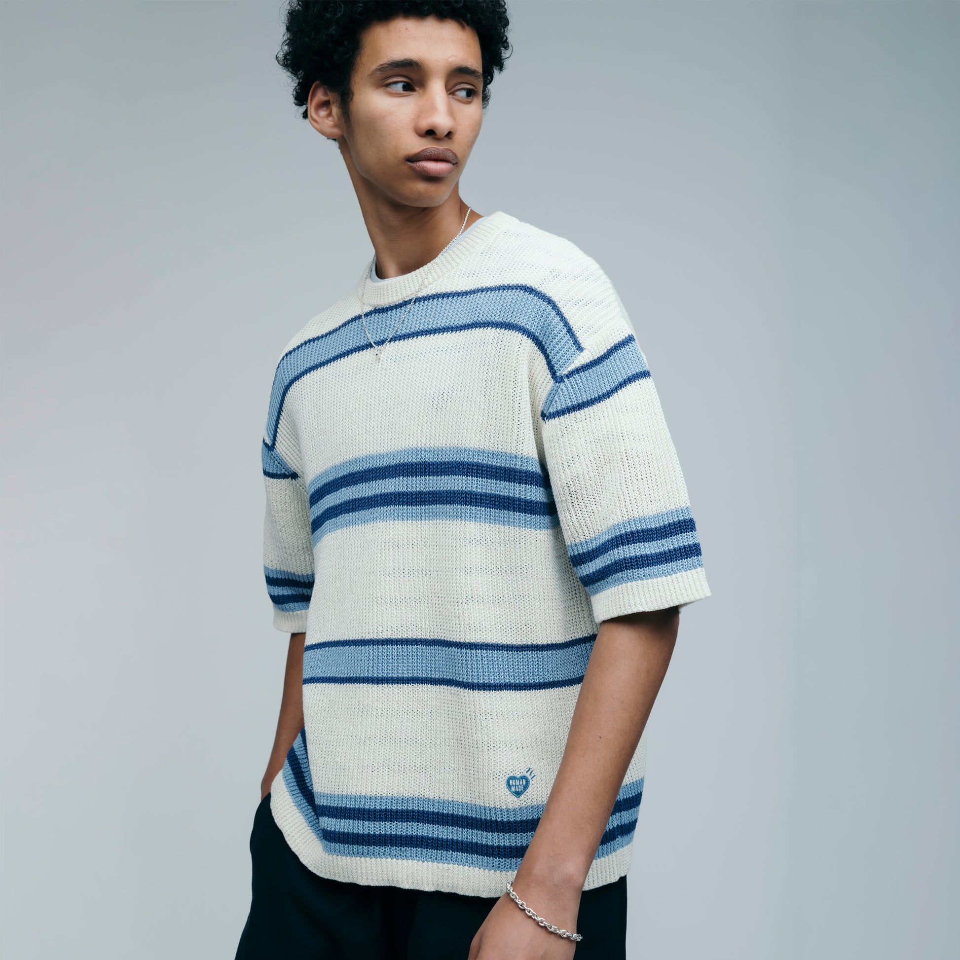 HUMAN MADE STRIPED SS KNIT BL-3
