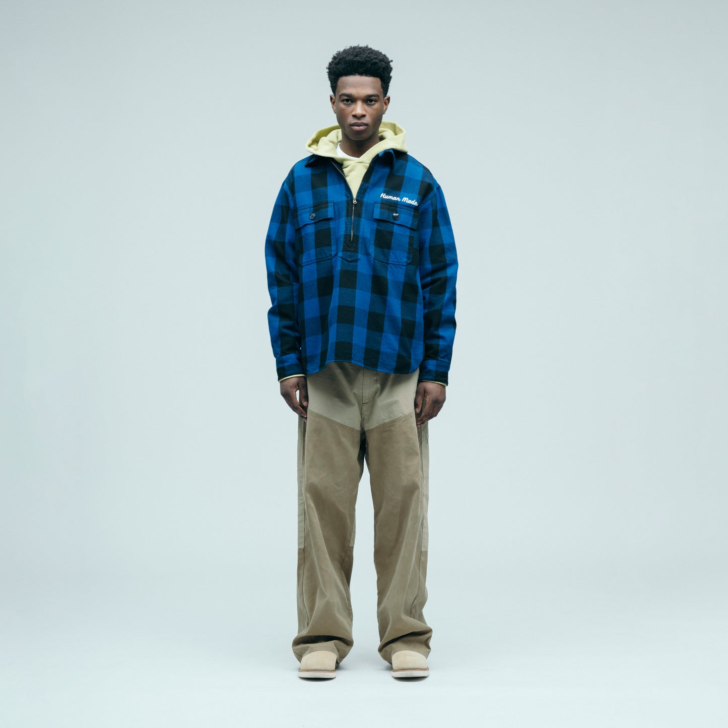 HUMAN MADE HM31-SH-009 CHECK HALF-ZIP SHIRT 1